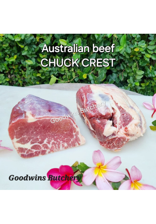 Beef CHUCK CREST Australia brand AMH frozen half cuts +/- 1.2 kg/pc (price/kg)